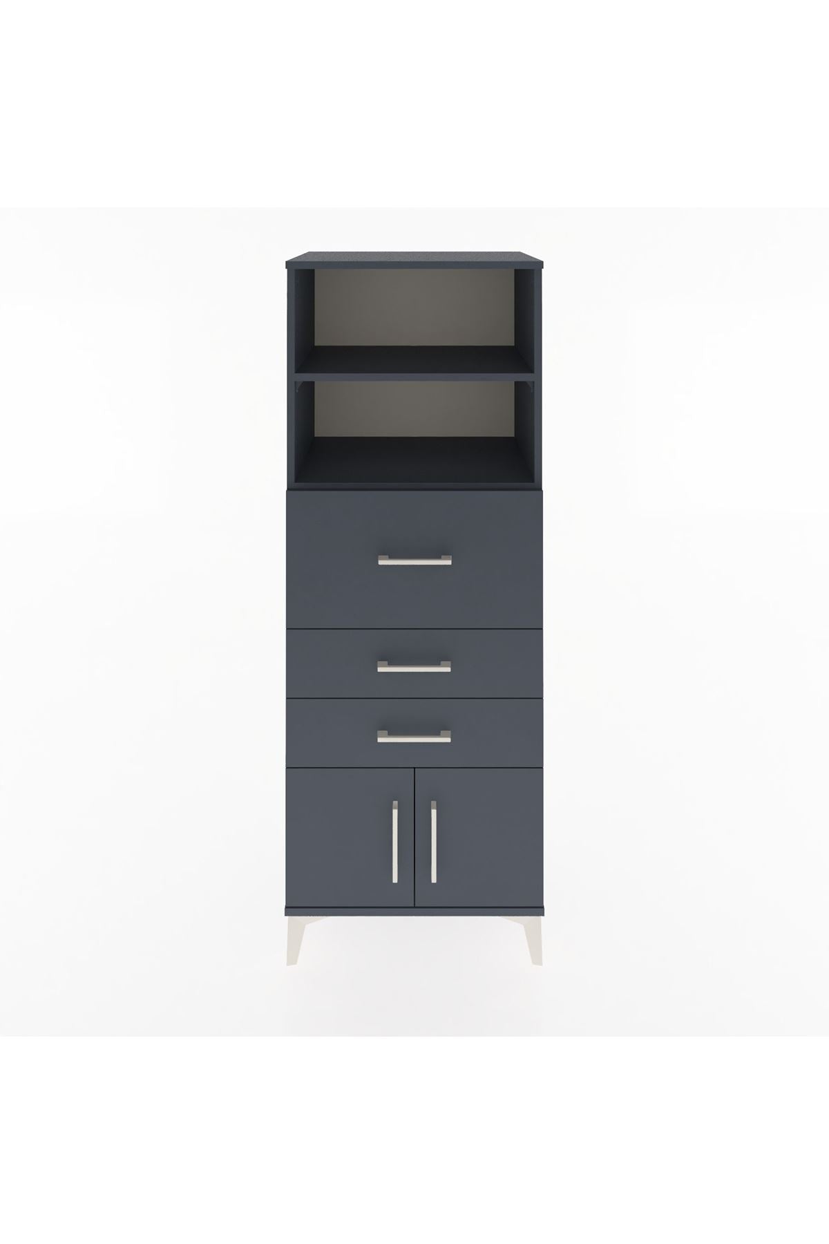 Hyperion Dolap 2 Raflı 3 Çekmeceli 2 Kapaklı 60x44x163 Antrasit-Antrasit