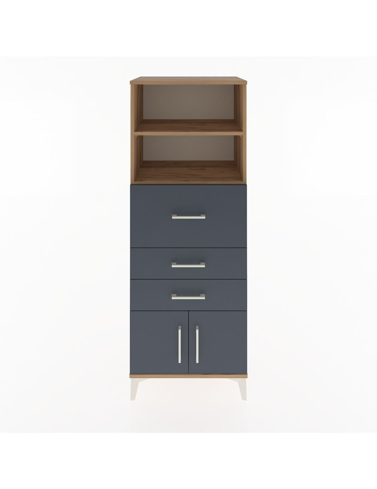 Hyperion Dolap 2 Raflı 3 Çekmeceli 2 Kapaklı 60x44x163 Çam-Antrasit