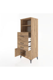 Hyperion Dolap 2 Raflı 3 Çekmeceli 2 Kapaklı 60x44x163 Çam-Çam