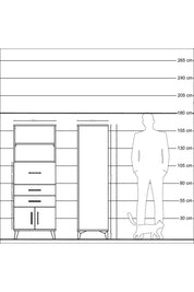 Hyperion Dolap 2 Raflı 3 Çekmeceli 2 Kapaklı 60x44x163 Çam-Çam