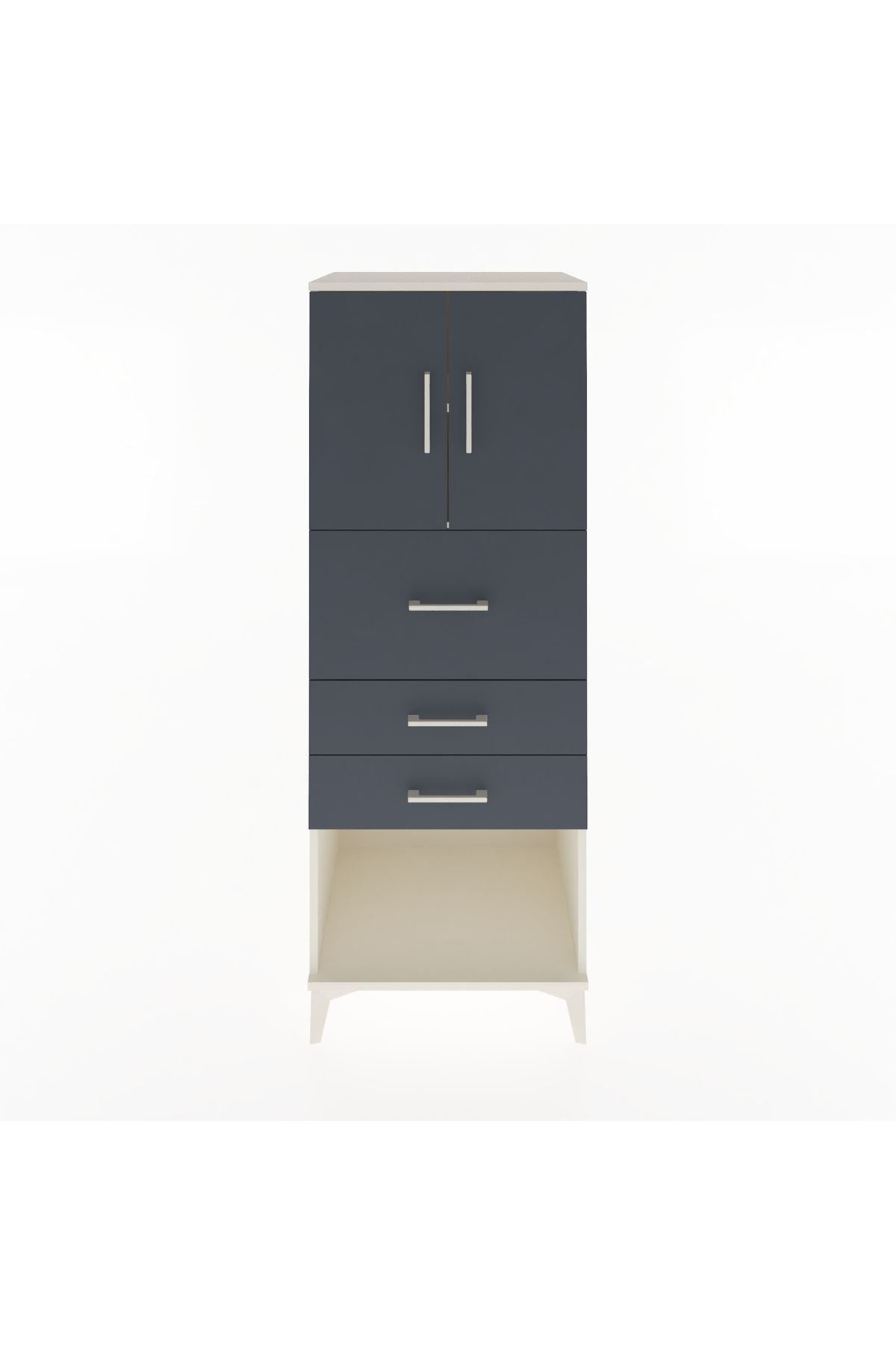 Hyperion Dolap 2 Raflı 3 Çekmeceli 2 Kapaklı 60x44x163 Aytaşı-Antrasit