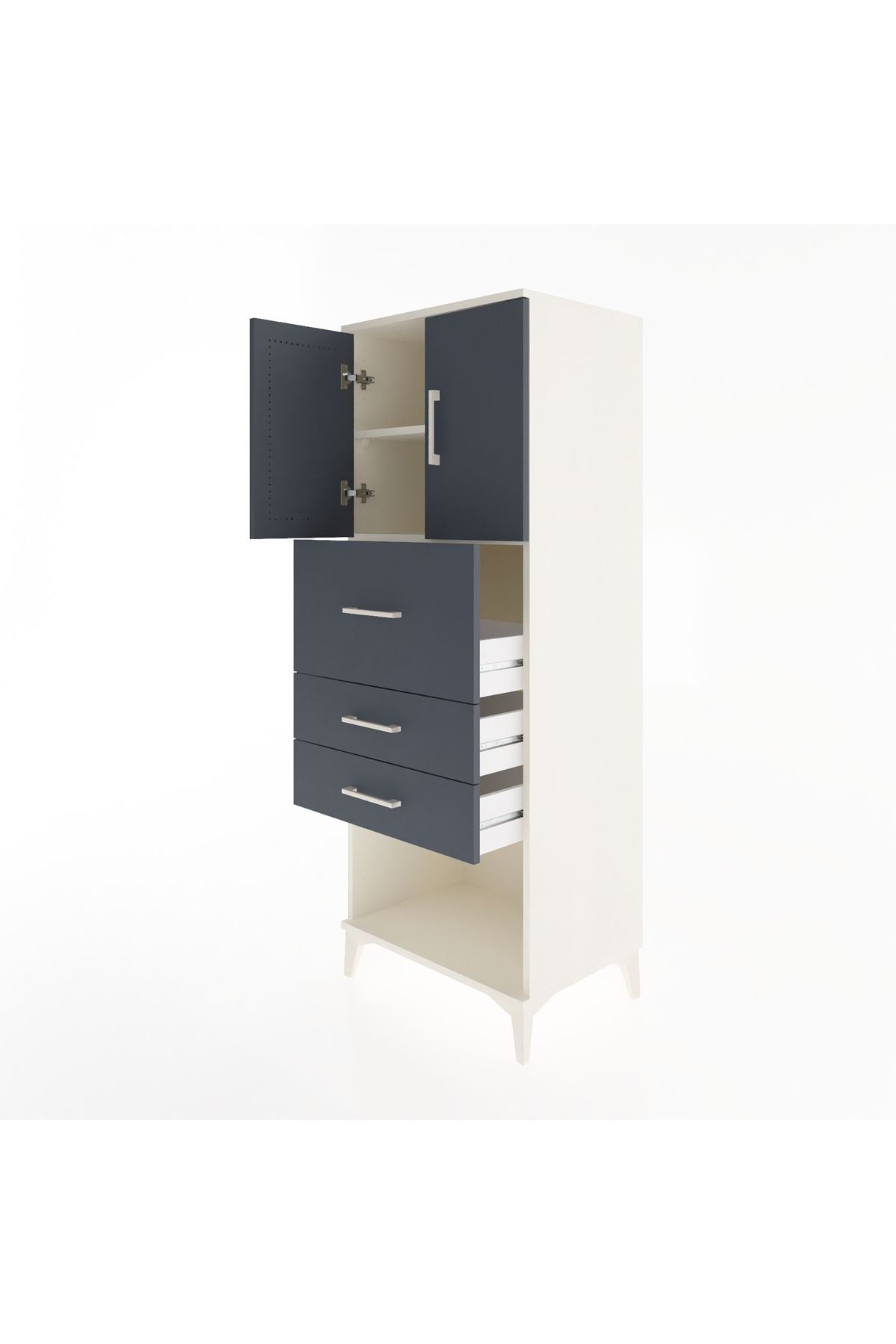 Hyperion Dolap 2 Raflı 3 Çekmeceli 2 Kapaklı 60x44x163 Aytaşı-Antrasit