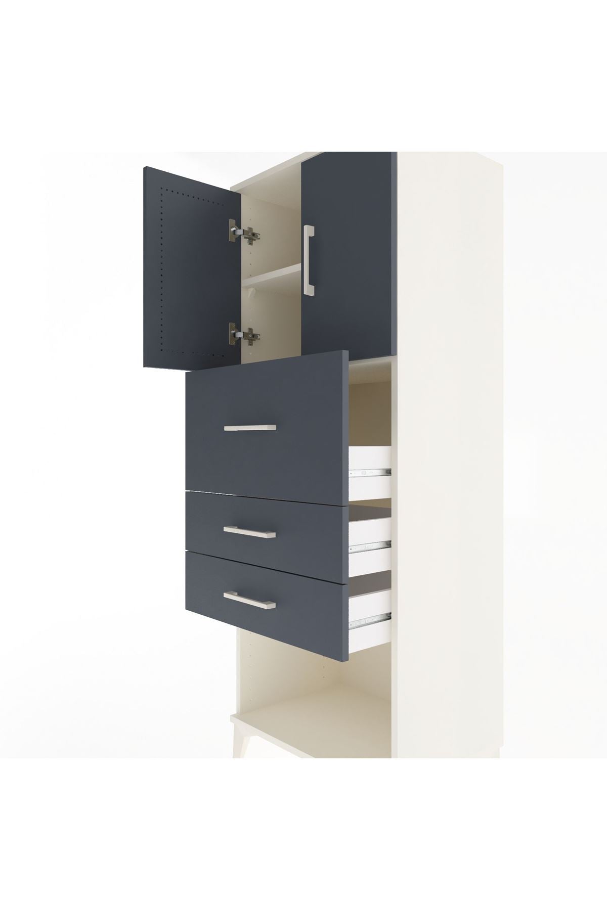 Hyperion Dolap 2 Raflı 3 Çekmeceli 2 Kapaklı 60x44x163 Aytaşı-Antrasit