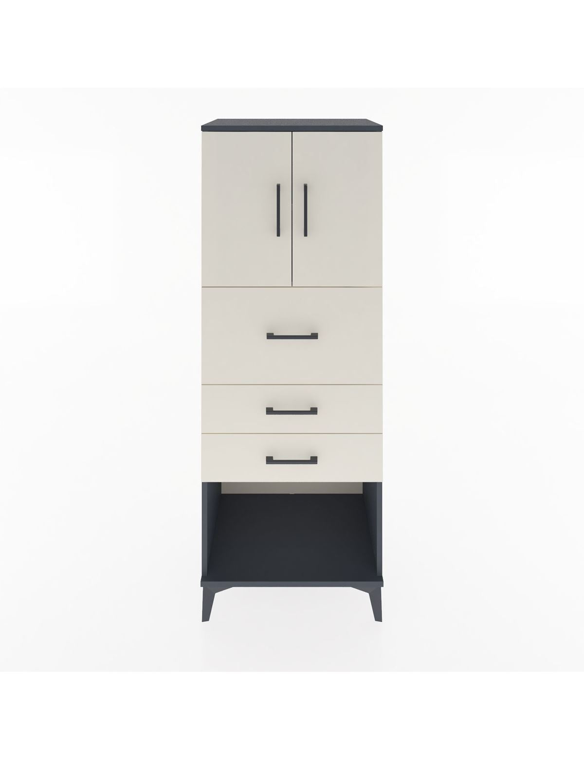 Hyperion Dolap 2 Raflı 3 Çekmeceli 2 Kapaklı 60x44x163 Antrasit-Aytaşı