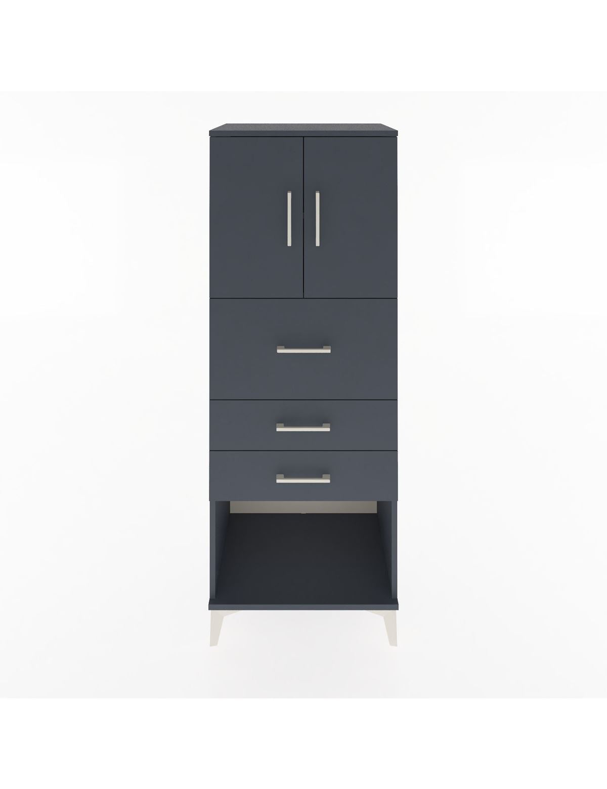 Hyperion Dolap 2 Raflı 3 Çekmeceli 2 Kapaklı 60x44x163 Antrasit-Antrasit