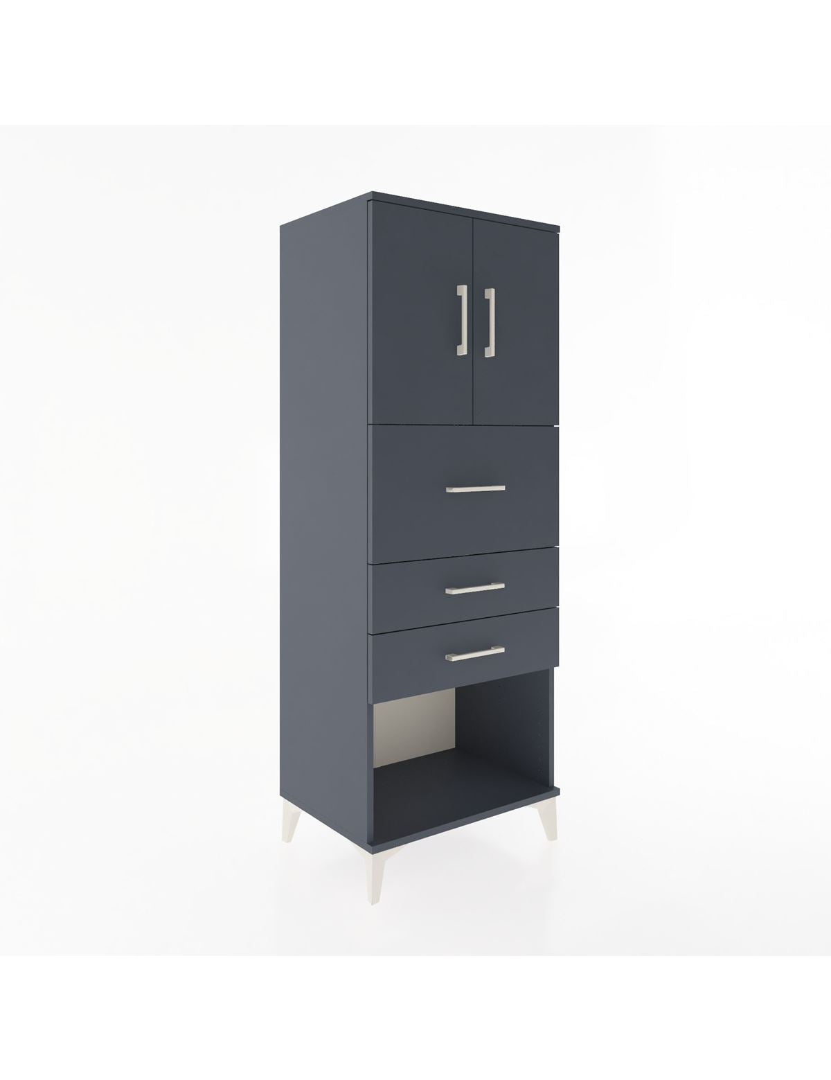 Hyperion Dolap 2 Raflı 3 Çekmeceli 2 Kapaklı 60x44x163 Antrasit-Antrasit