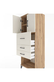 Hyperion Dolap 2 Raflı 3 Çekmeceli 2 Kapaklı 60x44x163 Çam-Aytaşı