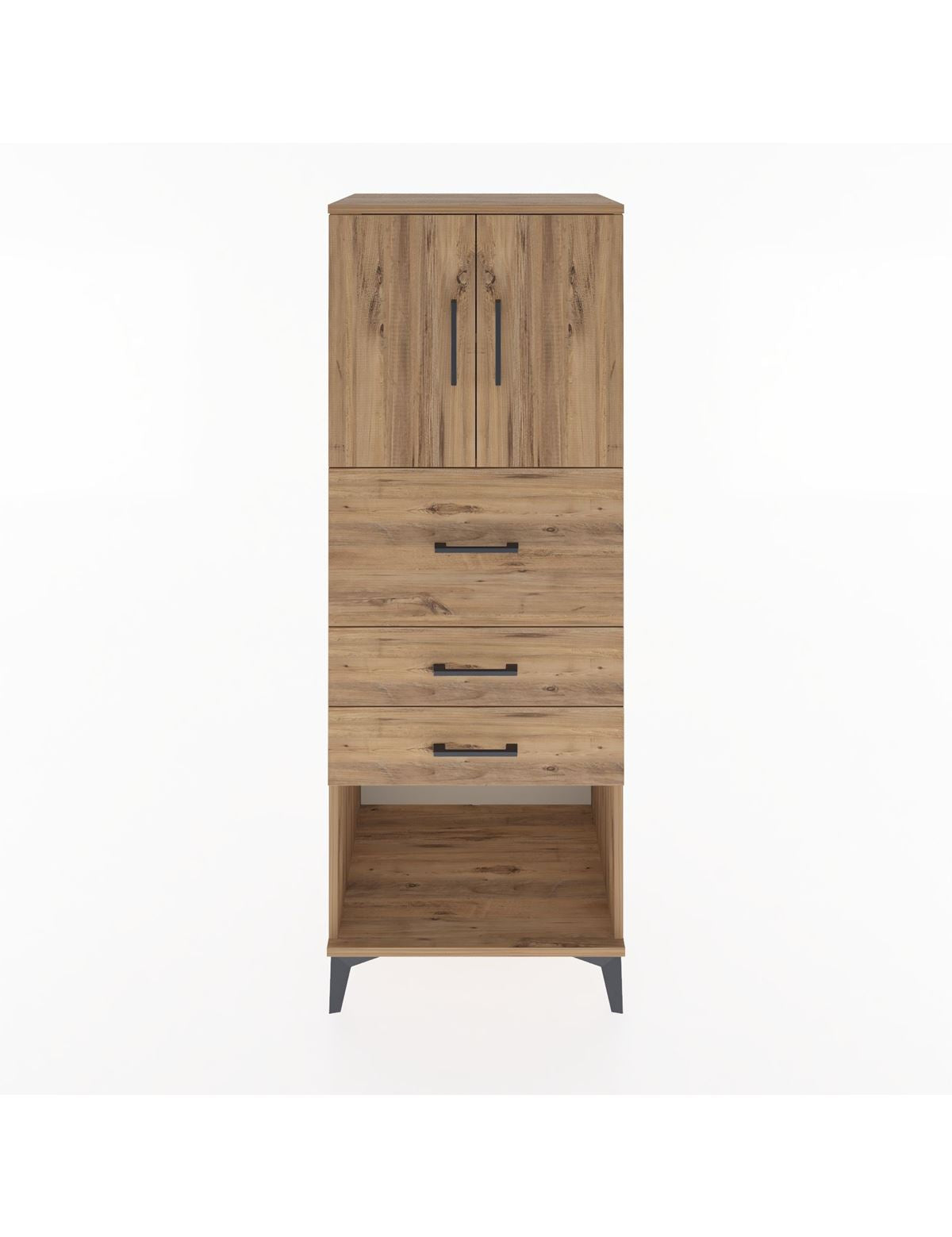 Hyperion Dolap 2 Raflı 3 Çekmeceli 2 Kapaklı 60x44x163 Çam-Çam