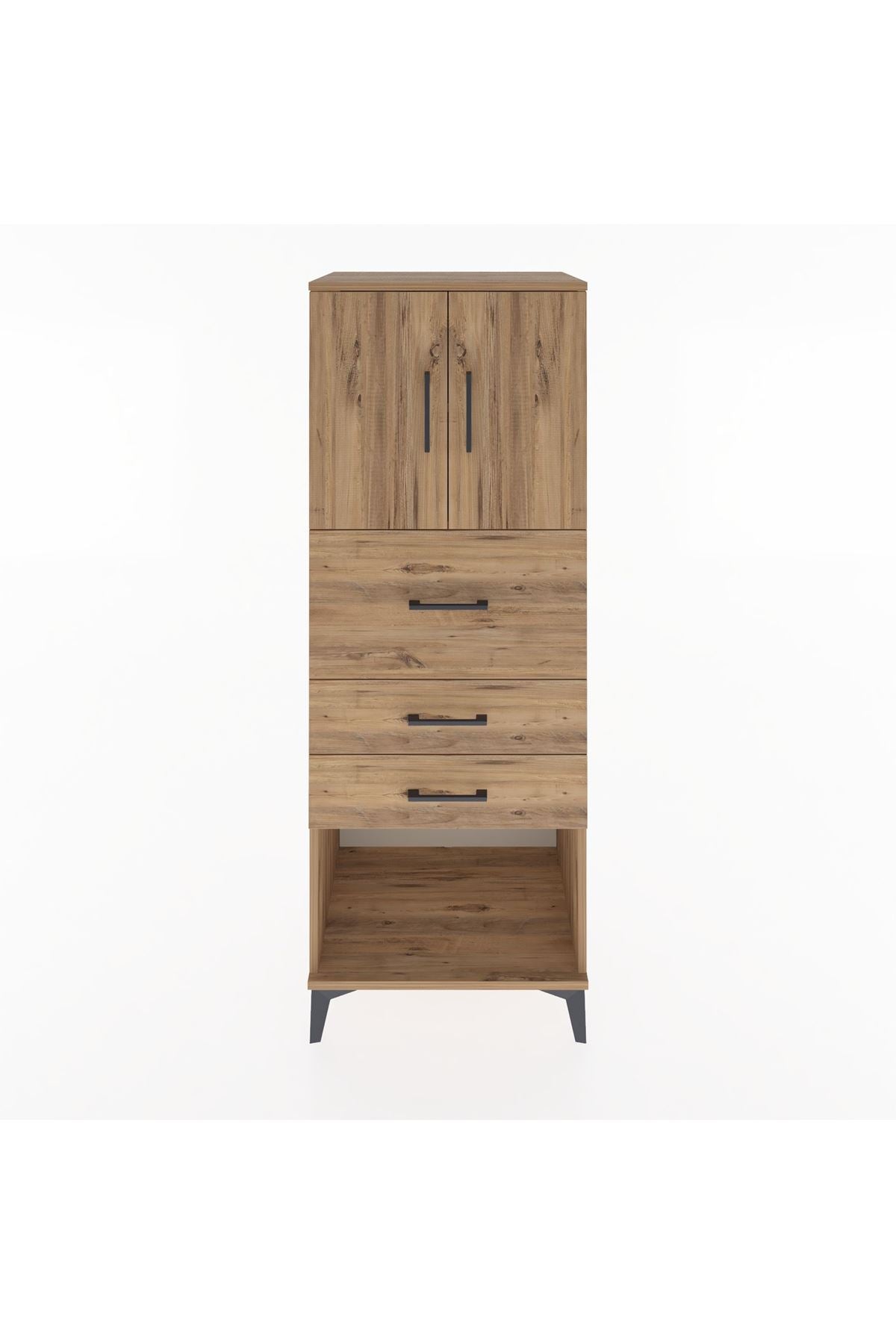 Hyperion Dolap 2 Raflı 3 Çekmeceli 2 Kapaklı 60x44x163 Çam-Çam