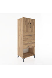 Hyperion Dolap 2 Raflı 3 Çekmeceli 2 Kapaklı 60x44x163 Çam-Çam