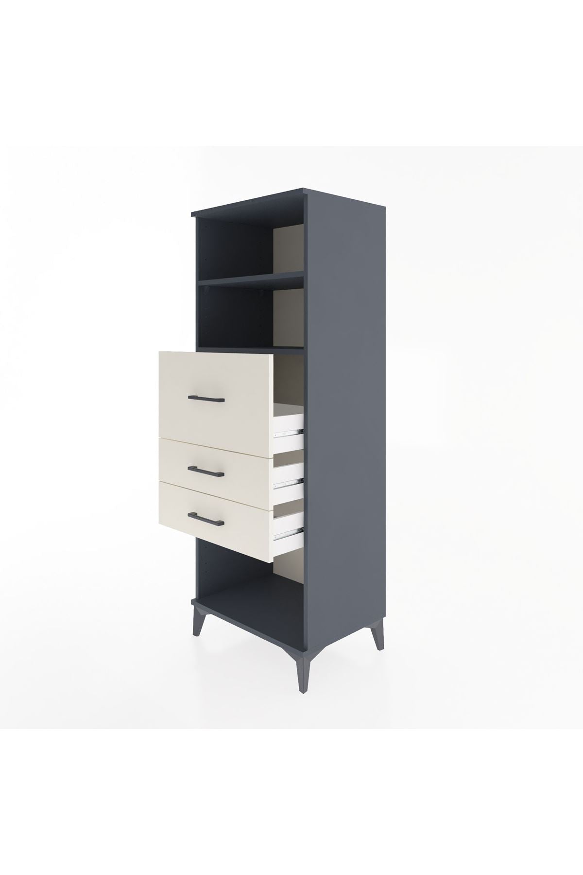 Hyperion Dolap 2 Raflı 3 Çekmeceli 60x44x163 Antrasit-Aytaşı