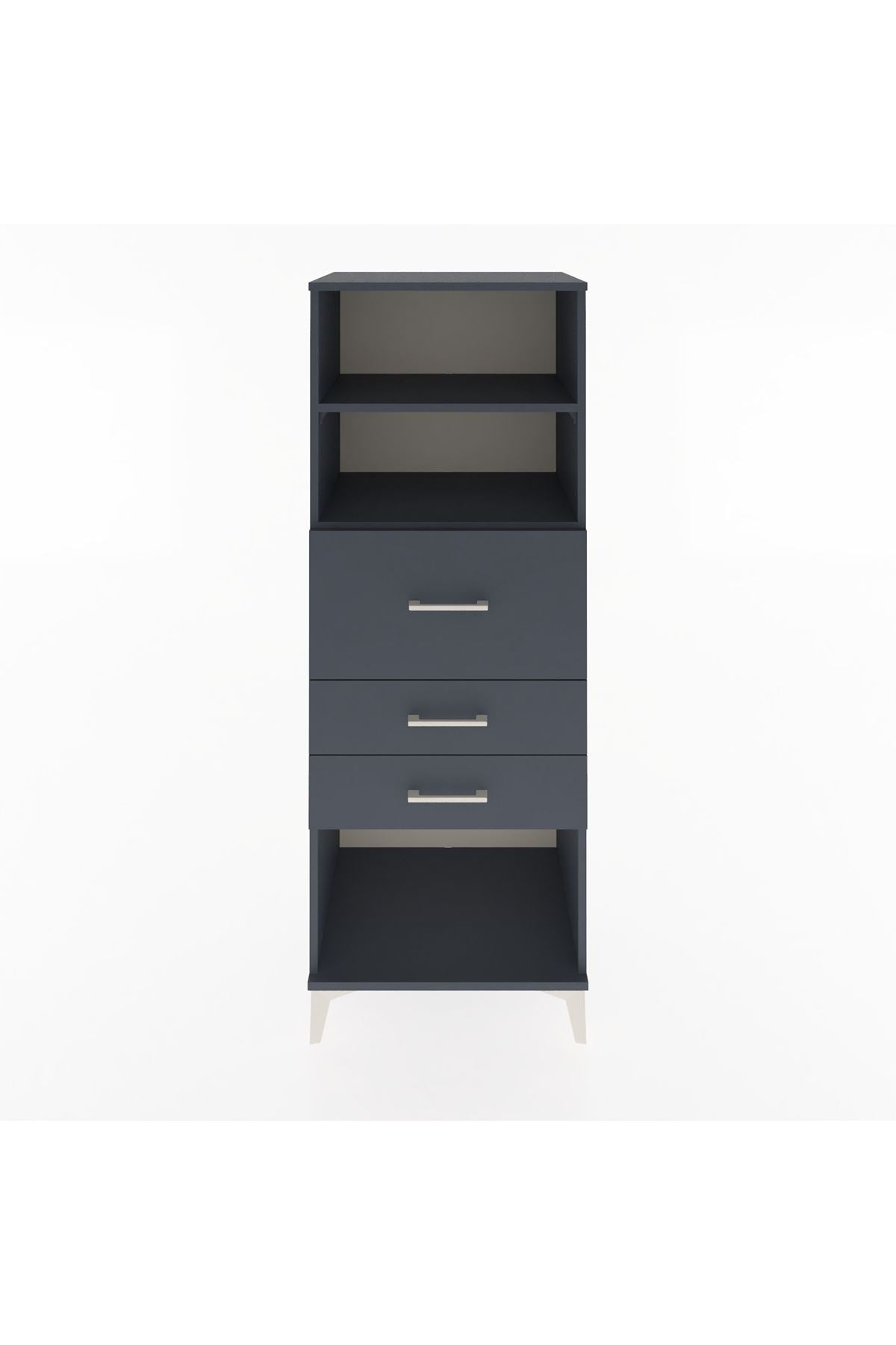 Hyperion Dolap 2 Raflı 3 Çekmeceli 60x44x163 Antrasit-Antrasit