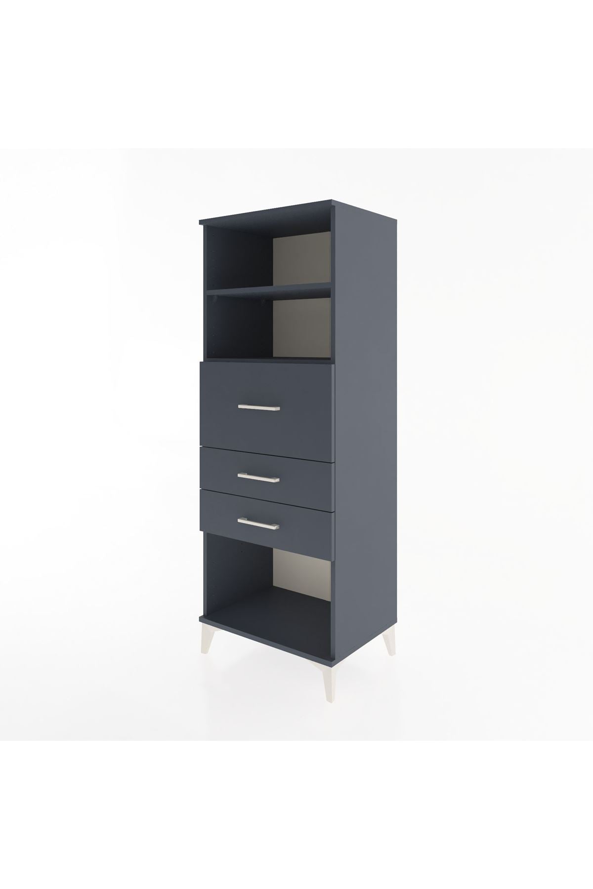 Hyperion Dolap 2 Raflı 3 Çekmeceli 60x44x163 Antrasit-Antrasit