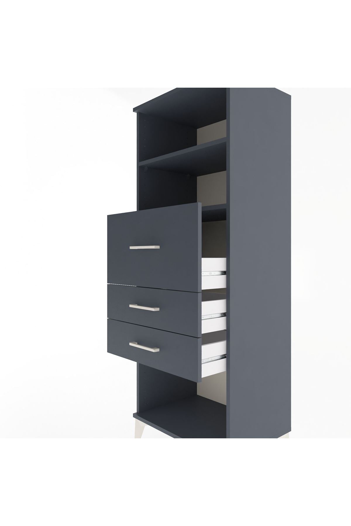 Hyperion Dolap 2 Raflı 3 Çekmeceli 60x44x163 Antrasit-Antrasit