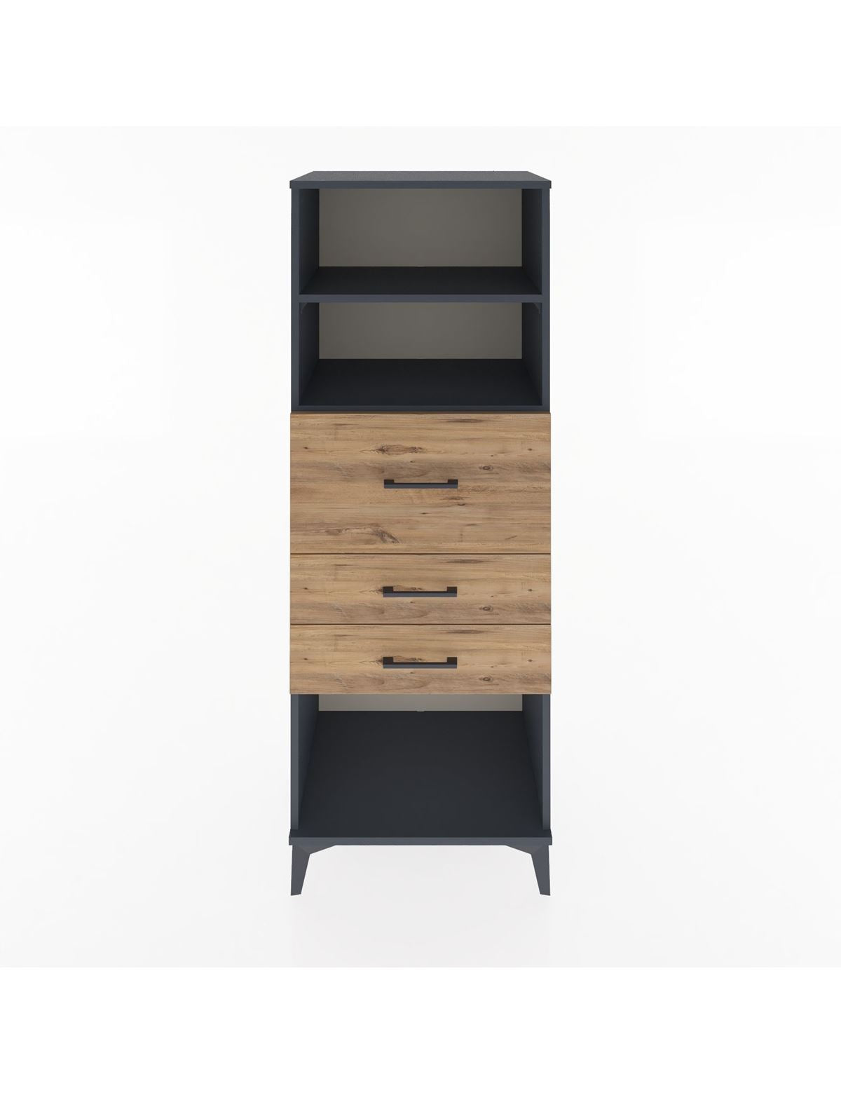 Hyperion Dolap 2 Raflı 3 Çekmeceli 60x44x163 Antrasit-Çam