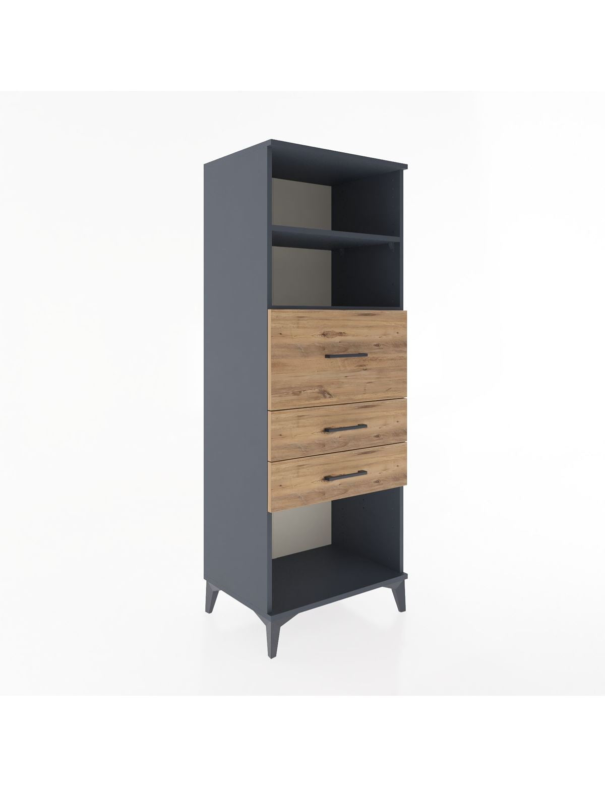 Hyperion Dolap 2 Raflı 3 Çekmeceli 60x44x163 Antrasit-Çam