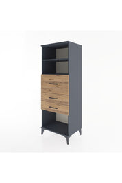 Hyperion Dolap 2 Raflı 3 Çekmeceli 60x44x163 Antrasit-Çam