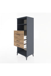 Hyperion Dolap 2 Raflı 3 Çekmeceli 60x44x163 Antrasit-Çam