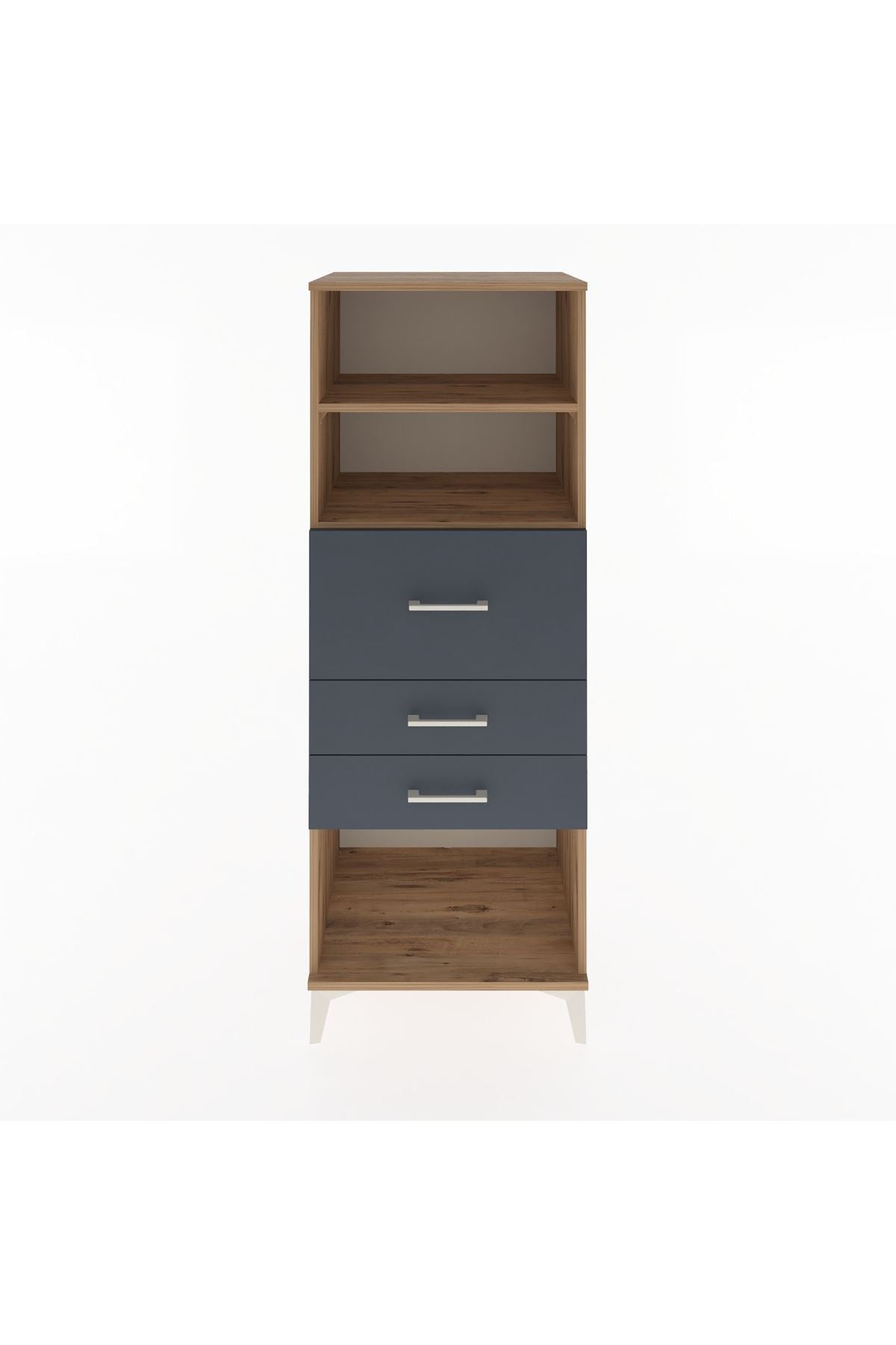 Hyperion Dolap 2 Raflı 3 Çekmeceli 60x44x163 Çam-Antrasit