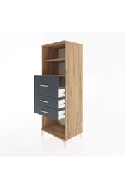 Hyperion Dolap 2 Raflı 3 Çekmeceli 60x44x163 Çam-Antrasit