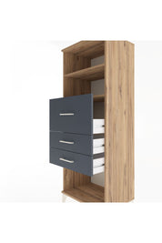 Hyperion Dolap 2 Raflı 3 Çekmeceli 60x44x163 Çam-Antrasit