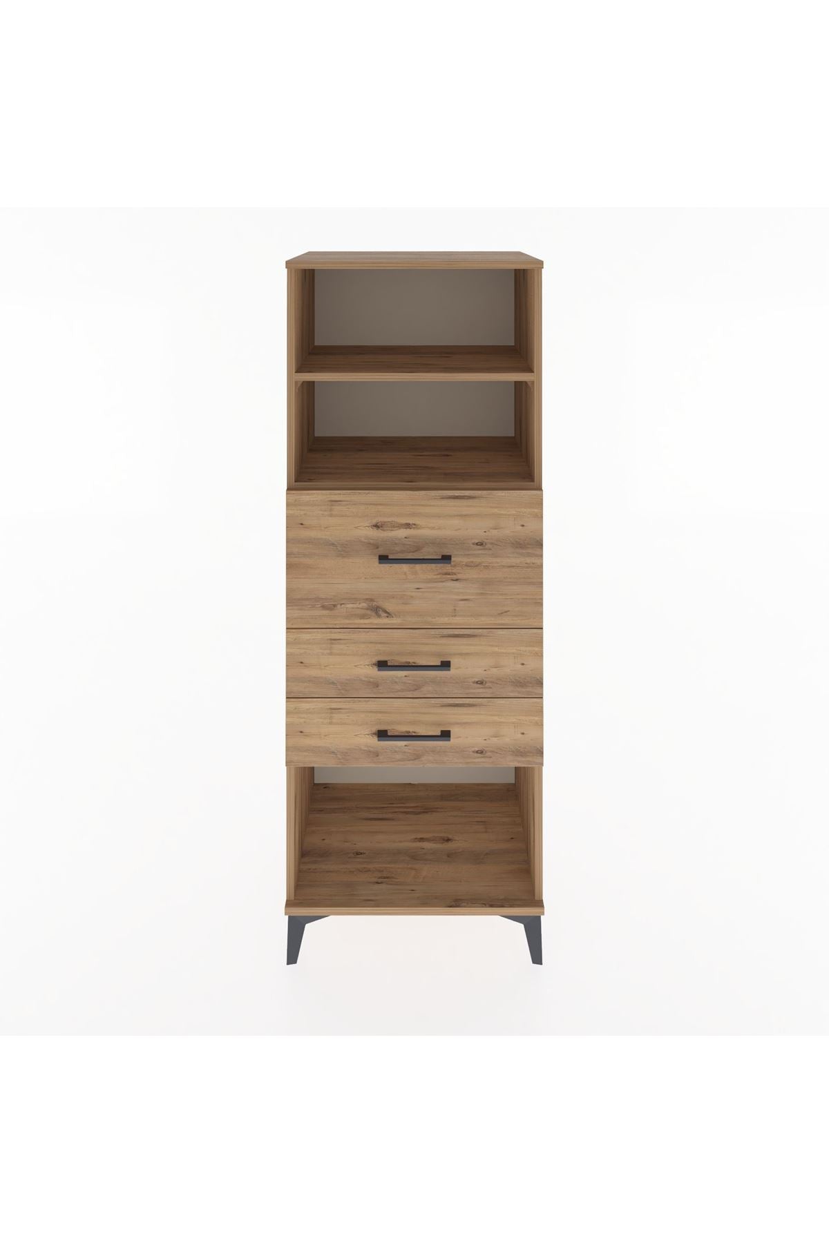 Hyperion Dolap 2 Raflı 3 Çekmeceli 60x44x163 Çam-Çam