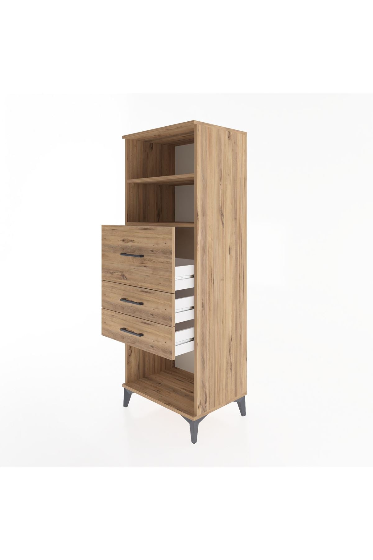 Hyperion Dolap 2 Raflı 3 Çekmeceli 60x44x163 Çam-Çam