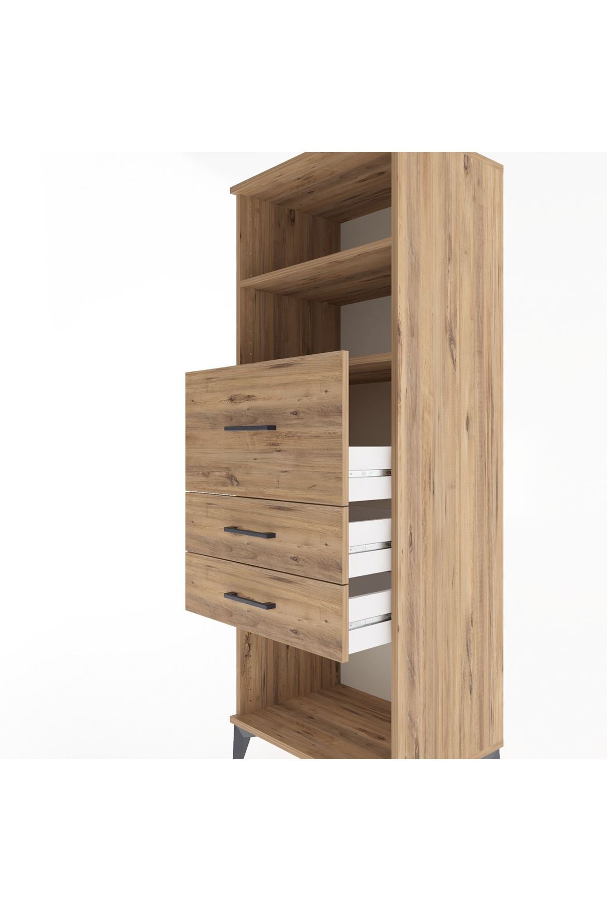 Hyperion Dolap 2 Raflı 3 Çekmeceli 60x44x163 Çam-Çam