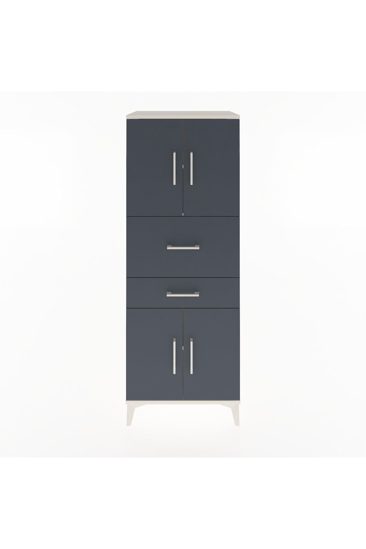Hyperion Dolap 3 Raflı 2 Çekmeceli 4 Kapaklı 60x44x163 Aytaşı-Antrasit