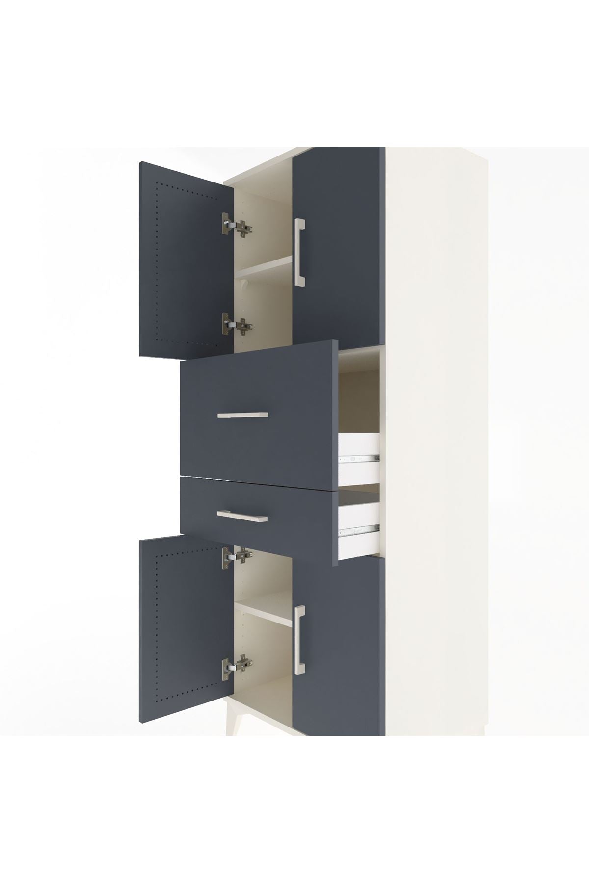 Hyperion Dolap 3 Raflı 2 Çekmeceli 4 Kapaklı 60x44x163 Aytaşı-Antrasit