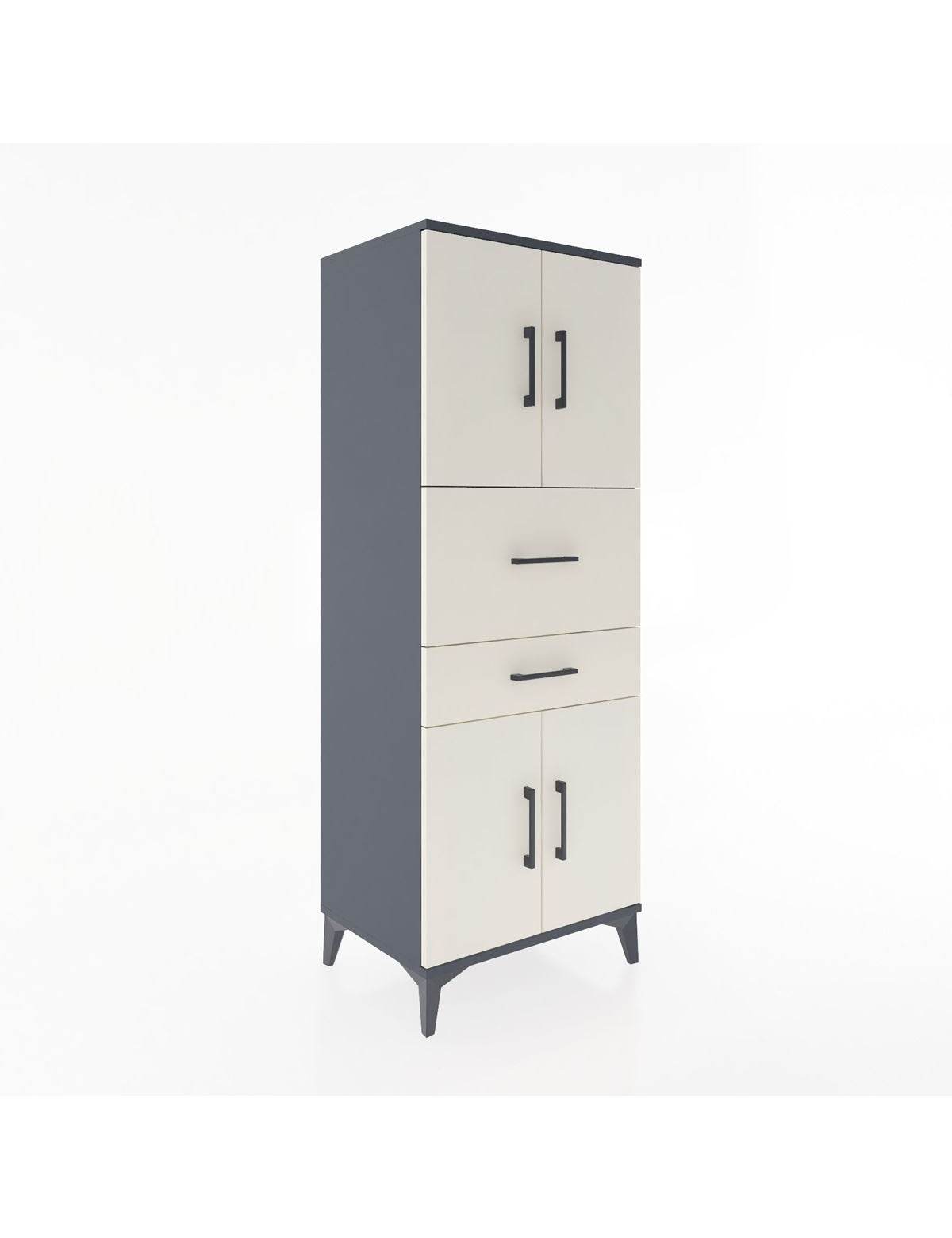 Hyperion Dolap 3 Raflı 2 Çekmeceli 4 Kapaklı 60x44x163 Antrasit-Aytaşı