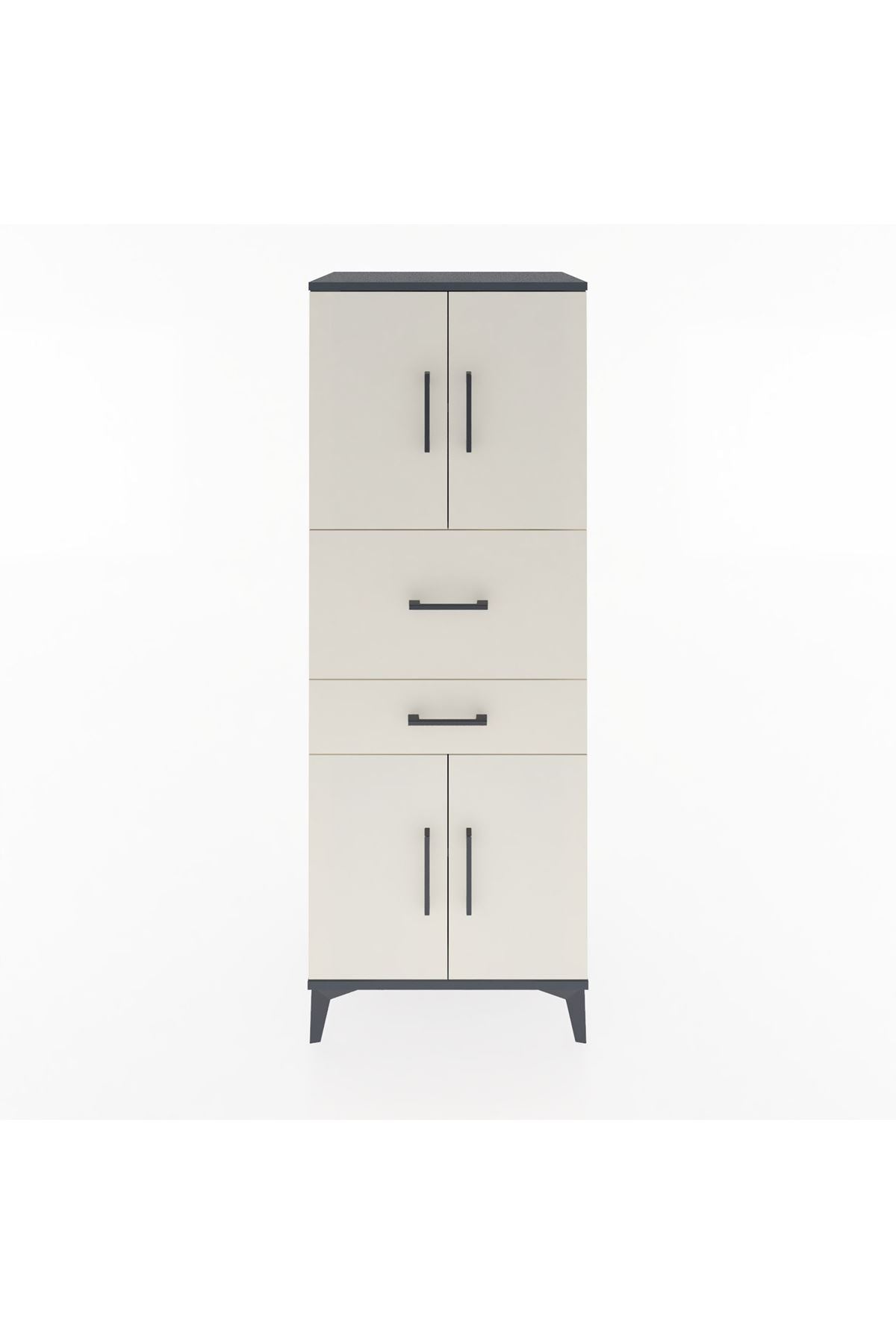 Hyperion Dolap 3 Raflı 2 Çekmeceli 4 Kapaklı 60x44x163 Antrasit-Aytaşı