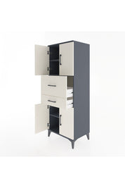 Hyperion Dolap 3 Raflı 2 Çekmeceli 4 Kapaklı 60x44x163 Antrasit-Aytaşı