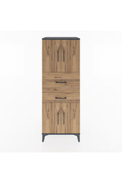 Hyperion Dolap 3 Raflı 2 Çekmeceli 4 Kapaklı 60x44x163 Antrasit-Çam