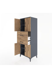 Hyperion Dolap 3 Raflı 2 Çekmeceli 4 Kapaklı 60x44x163 Antrasit-Çam