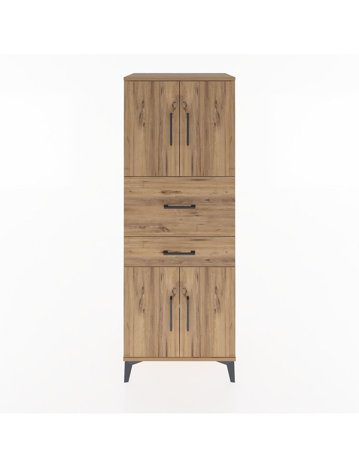 Hyperion Dolap 3 Raflı 2 Çekmeceli 4 Kapaklı 60x44x163 Çam-Çam