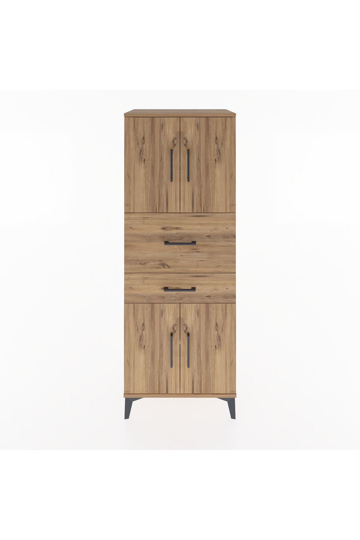 Hyperion Dolap 3 Raflı 2 Çekmeceli 4 Kapaklı 60x44x163 Çam-Çam