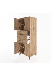 Hyperion Dolap 3 Raflı 2 Çekmeceli 4 Kapaklı 60x44x163 Çam-Çam