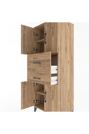 Hyperion Dolap 3 Raflı 2 Çekmeceli 4 Kapaklı 60x44x163 Çam-Çam