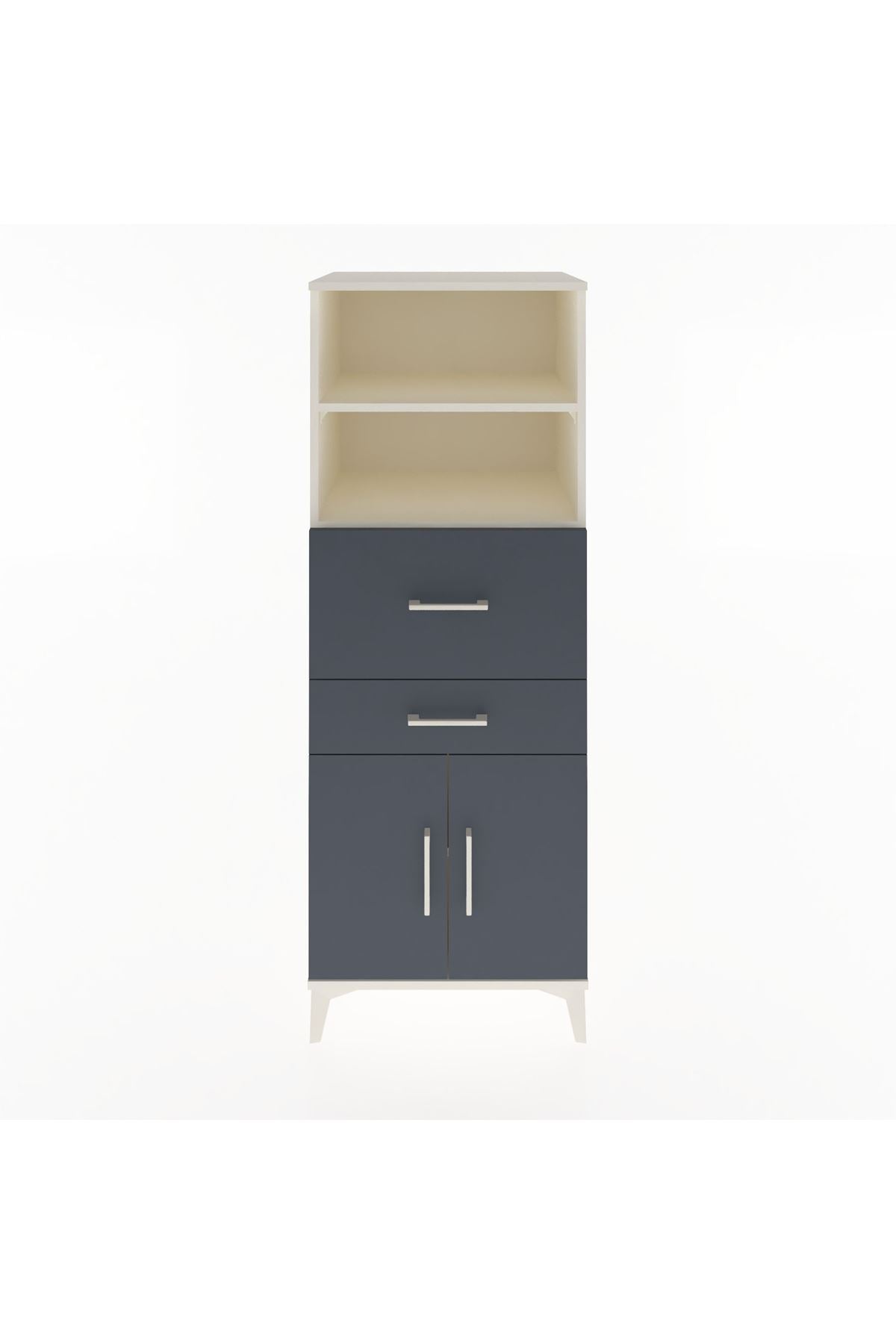 Hyperion Dolap 3 Raflı 2 Çekmeceli 2 Kapaklı 60x44x163 Aytaşı-Antrasit