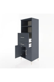 Hyperion Dolap 3 Raflı 2 Çekmeceli 2 Kapaklı 60x44x163 Antrasit-Antrasit
