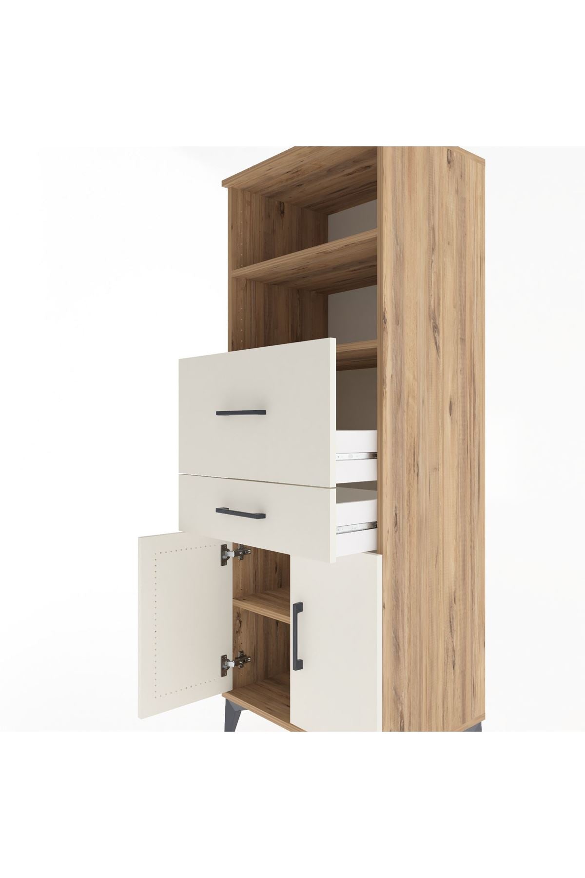 Hyperion Dolap 3 Raflı 2 Çekmeceli 2 Kapaklı 60x44x163 Çam-Aytaşı