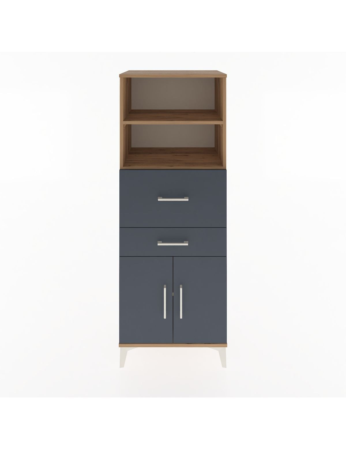 Hyperion Dolap 3 Raflı 2 Çekmeceli 2 Kapaklı 60x44x163 Çam-Antrasit