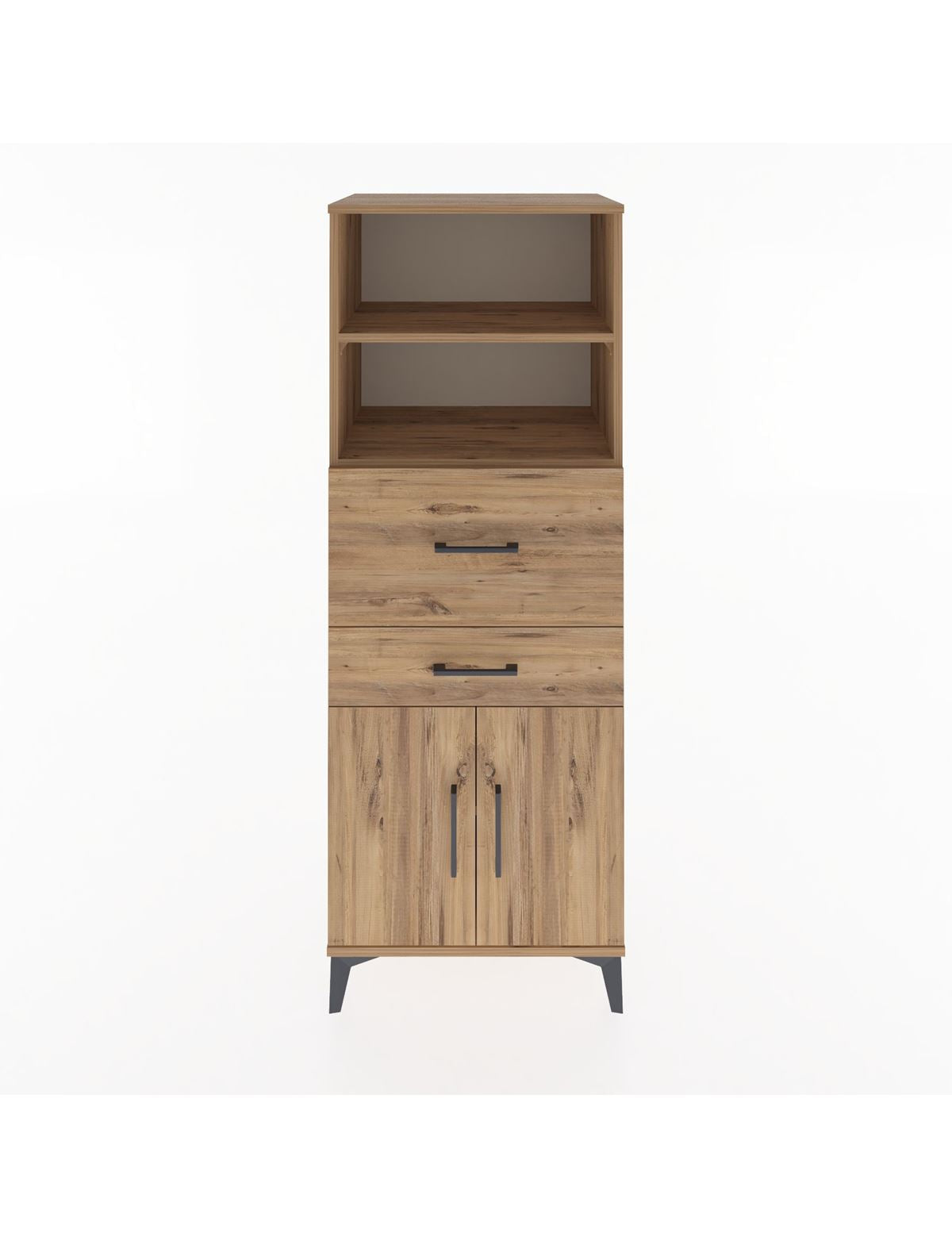 Hyperion Dolap 3 Raflı 2 Çekmeceli 2 Kapaklı 60x44x163 Çam-Çam