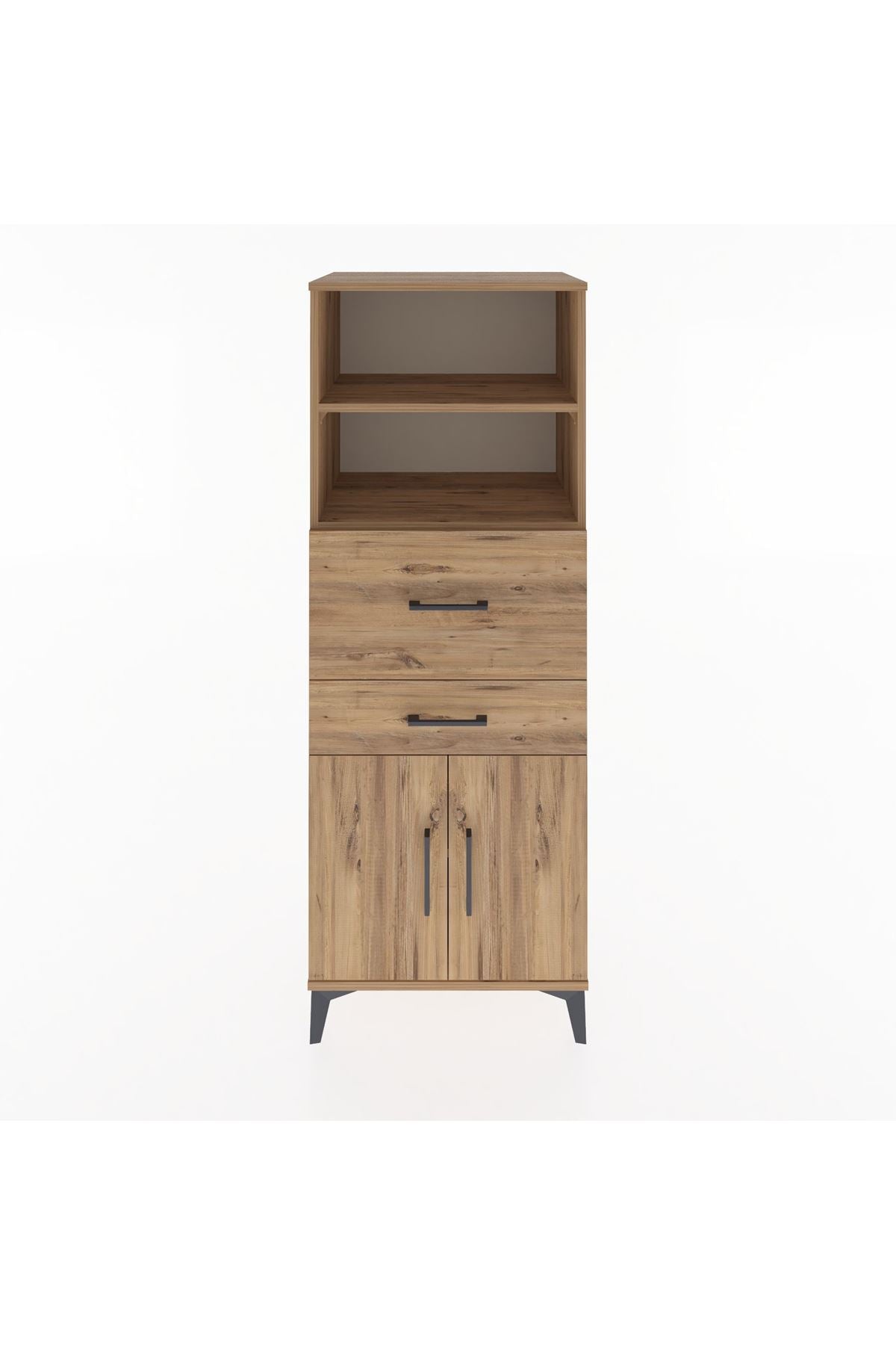 Hyperion Dolap 3 Raflı 2 Çekmeceli 2 Kapaklı 60x44x163 Çam-Çam