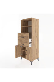 Hyperion Dolap 3 Raflı 2 Çekmeceli 2 Kapaklı 60x44x163 Çam-Çam