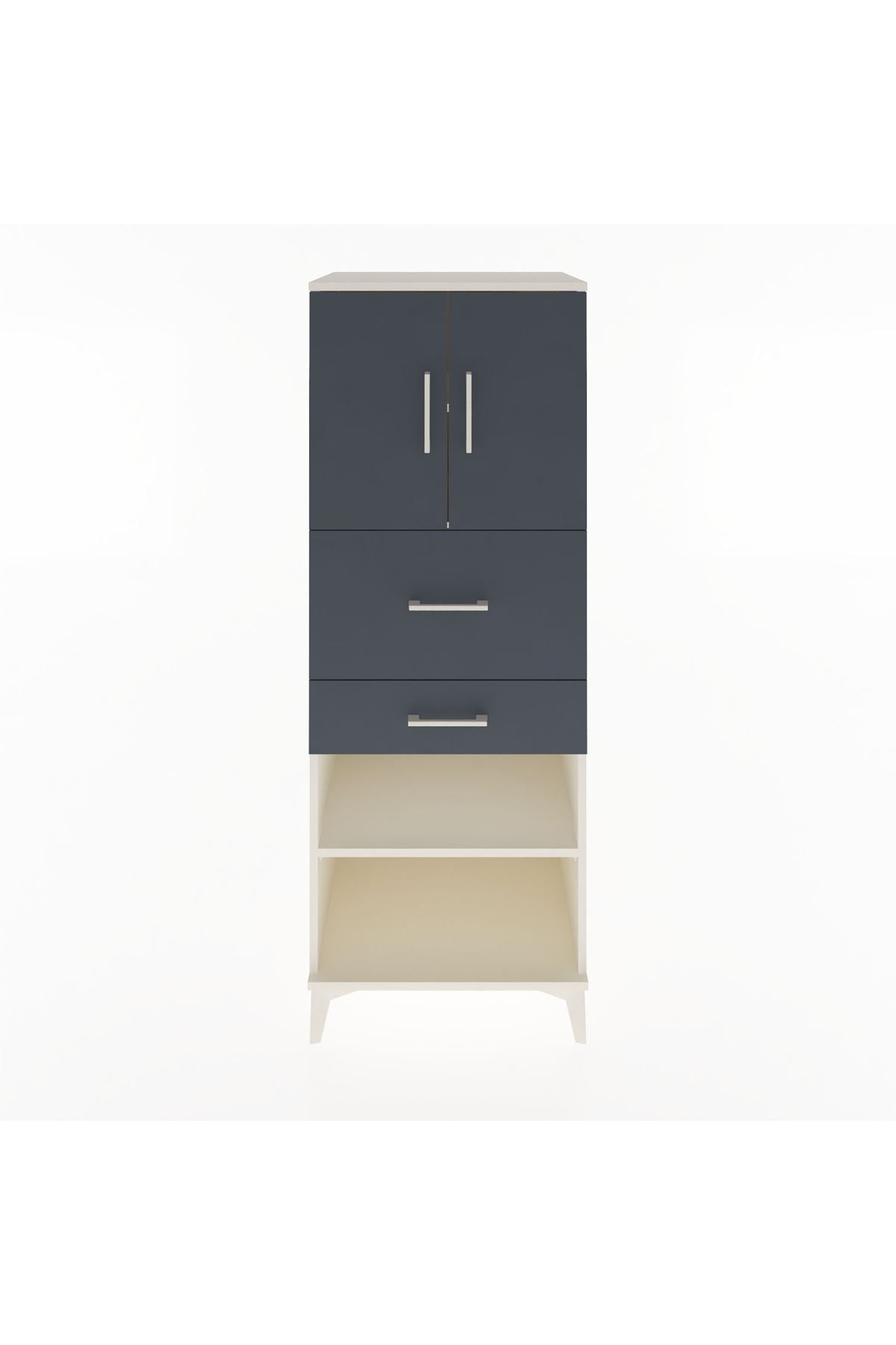 Hyperion Dolap 3 Raflı 2 Çekmeceli 2 Kapaklı 60x44x163 Aytaşı-Antrasit