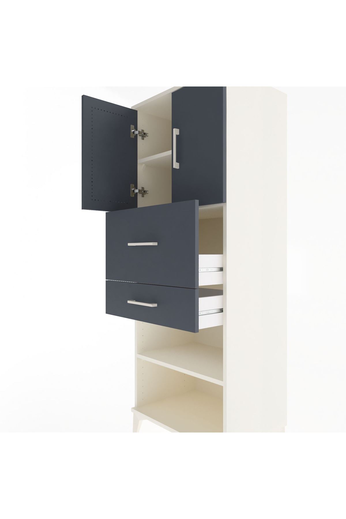 Hyperion Dolap 3 Raflı 2 Çekmeceli 2 Kapaklı 60x44x163 Aytaşı-Antrasit