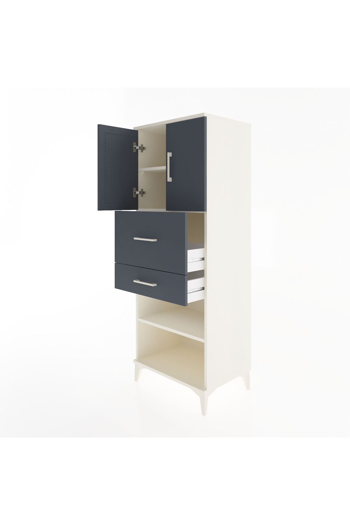 Hyperion Dolap 3 Raflı 2 Çekmeceli 2 Kapaklı 60x44x163 Aytaşı-Antrasit