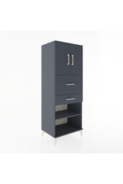 Hyperion Dolap 3 Raflı 2 Çekmeceli 2 Kapaklı 60x44x163 Antrasit-Antrasit